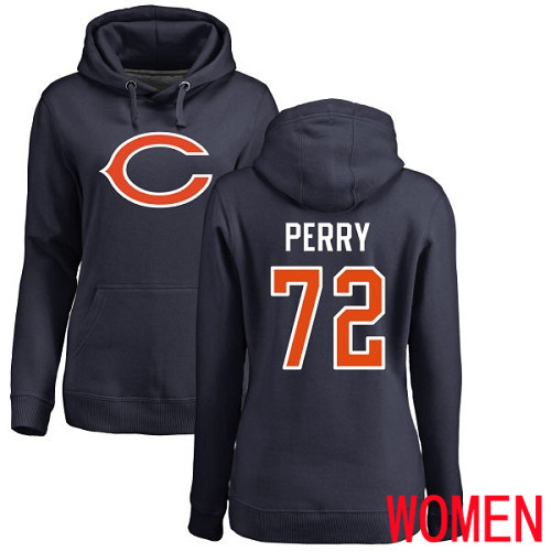 Chicago Bears Navy Blue Women William Perry Name and Number Logo NFL Football #72 Pullover Hoodie Sweatshirts->nfl t-shirts->Sports Accessory